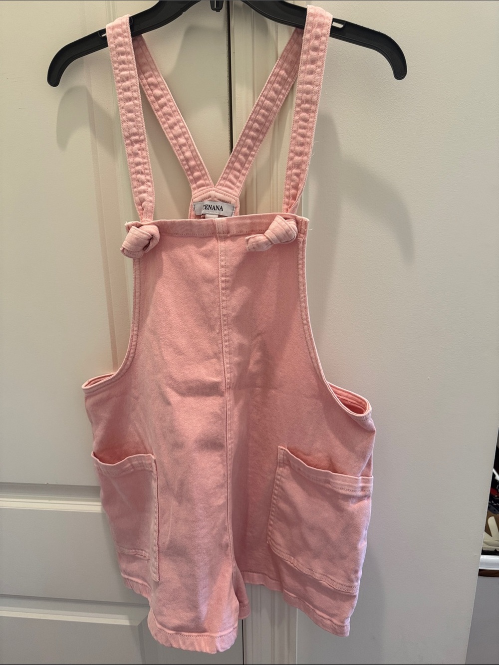 Zenana Outfitters Light Pink Denim Overall Shorts